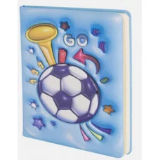 Подарочный блокнот 14,0 см * 21,0 см , 7БЦ, Alingar, PU, поролон, конгрев, эффект 3D, 80л., линия, "Футбол", бирюзовый AL11677