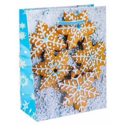 Пакет подарочный с глянцевой ламинацией 11,5x14,5x6 см (S) Имбирные снежинки, 128 г ПКП-8633