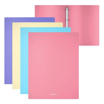 Папка на 4 кольцах пластиковая ErichKrause Diagonal Pastel, 24мм, A4, ассорти 49978