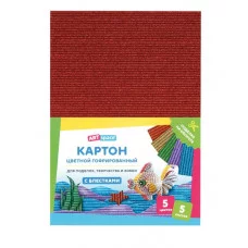 Картон цветной А4, ArtSpace, 5л., 5цв., гофрированный, с блестками, в пакете КГ5A4_37966