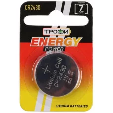 Элемент питания литиевый CR2430-1BL (блист. 1шт) Трофи Б0003653