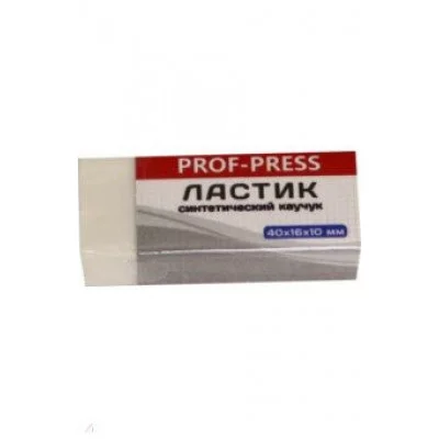 Ластик синтетич. каучук, белый, 40х16х10 мм (ЛС-0730) в индивид. упаковке/картонный держатель ЛС-0730