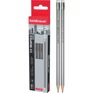 Карандаш чернографит/ластик ERICH KRAUSE НВ "Megapolis 101" корпус серебр 32860 095892
