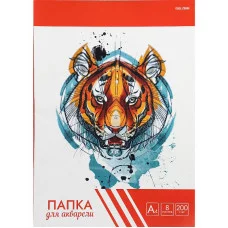 Папка ДЛЯ АКВАРЕЛИ А4 ГОЛОВА ТИГРА (Ч08-4585) цветная обл 8л 200г/м2 ПП-00185554