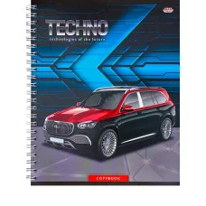 Тетрадь на гребне КЛЕТКА А5 96л. СОВРЕМЕННЫЕ МАШИНЫ (96-4607) цв.мел.картон. двой обл. в спайке 10шт ТК96516