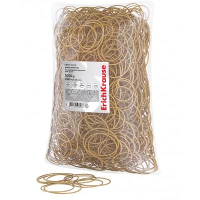 Канцелярские резинки для денег ErichKrause диаметр 40 мм, 60 мм/длина 60 мм,100 мм, натур.цвет  59823