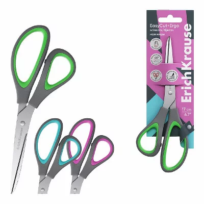 Ножницы для левшей ErichKrause EasyCut+ Ergo, 17 см, ассорти  60841