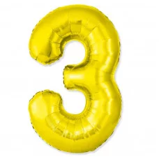 Шар (40\'\'/102 см) Цифра, 3 Slim, Золото, 1 шт. 901913O