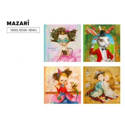 Скетчбук 200х200 мм, 36 л., плотность бумаги 100 г, твердая обложка, ассорти 4 дизайна (18138-18141)