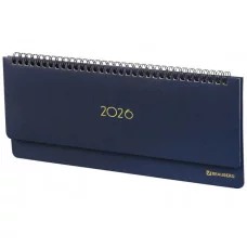 Планинг датированный 2026 305х140 мм BRAUBERG "Select", под кожу, темно-синий, 117231