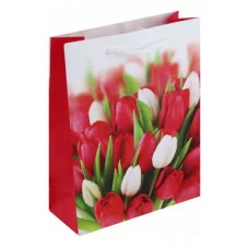 Пакет подарочный (MS) "Красные и белые тюльпаны" 151102290