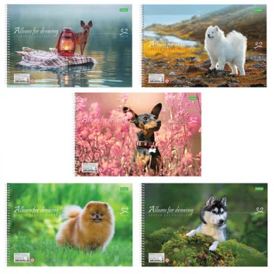 Альбом для рисования 32л спираль мелов Собаки HATBER-32А4Ссп 014529