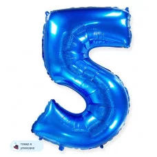 Шар (40\'\'/102 см) Цифра, 5, Синий, 1 шт. в уп. B901765A