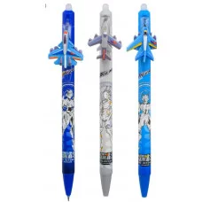 Авторучка со стираемыми чернилами гелевая : "САМОЛЁТ"; цветной с рисунком корпус ассорти GP-36027