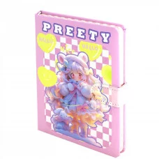 Подарочный блокнот 11,0 см * 18,0 см , 7БЦ, Alingar, ПВХ, поролон, магнитный клапан, 112л., линия, ляссе, цветной срез, "Милая модница", розовый AL11593