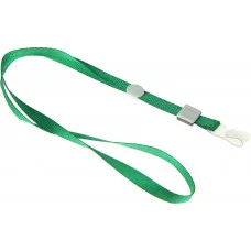 Лента для бейджа ширина-10мм,длина-80см плотная с бегунком силиконовым зажимом ЗЕЛЕНАЯ 1505485