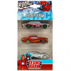 Машина металл ROAD RACING набор супергерои 7,5 см, 3 шт, в ассорт Технопарк 369402