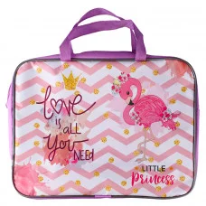 Папка школьника А4 с ручками + твёрдое дно Маленький фламинго печать на ткани ПШ-11