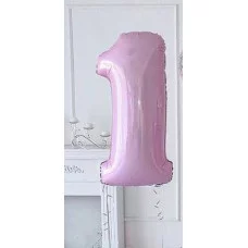 Шар (40\'\'/102 см) Цифра, 1, Розовый, Макарунс, 1 шт. в уп. B901761RS