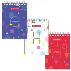 Блокнот МАЛЫЙ ФОРМАТ 75х105 мм А7, 40 л. гребень, картон, клетка, BRAUBERG, Креатив 129854