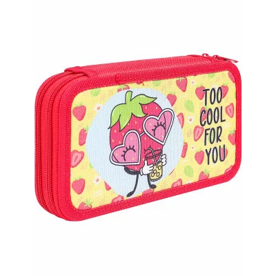 Пенал 2-секц, печать на ткани КЛУБНИЧКА В ОЧКАХ (ПН-3811) (190х115)