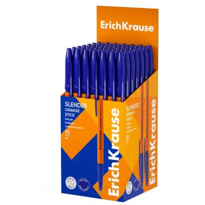 Ручка шариковая ErichKrause Slender Stick Orange 0.7, Super Glide Technology, цвет чернил синий  630