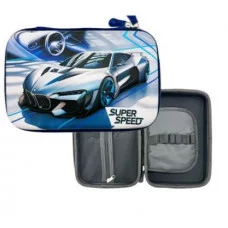 Пенал 1 отд. DF-131 "Спорткар" 21*15*4см, EVA и текстиль, синий с объемным рисунком, с 1 створкой, в пакете 330962