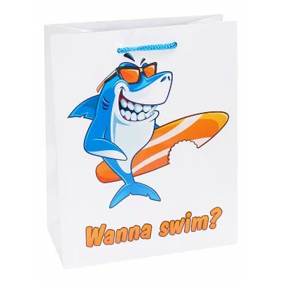 Пакет подарочный с глянцевой ламинацией 18x23x10 см  (M) Стильная акула, 157 г ПКП-6352