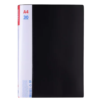 Папка с 30 вкладышами "Daily" A4, 500 мкм, вкладыши 030 мкм, фактура "песок" сменная этикетка, непрозрачная черная 3102409