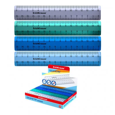 Линейка пластиковая ErichKrause® Ice Metallic, 15см, цвет ассорти 53860