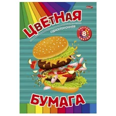 НАБОР ДЛЯ ДЕТ.ТВОР.Бумага цв  8л.одностор ВКУСНЫЙ БУРГЕР скр,8л,8цв 166х240 TM"Profit" 08-9350