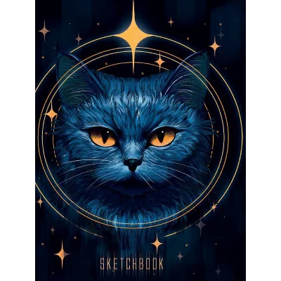 СКЕТЧБУК А5. КОСМИЧЕСКИЙ КОТ (выб.лак,чёрная резинка) 467-0-159-17928-3