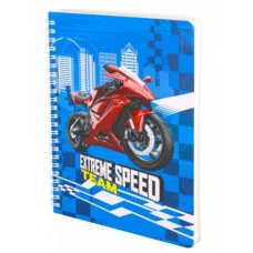 Подарочный блокнот 14,5 см * 20,5 см , гребень, Alingar, ламинация, конгрев, эффект 3D, 60 л., клетка, "Мотогонки", красный AL11702