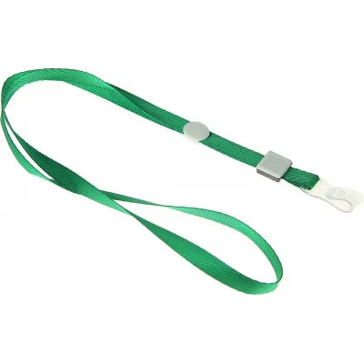 Лента для бейджа ширина-10мм,длина-80см плотная с бегунком силиконовым зажимом ЗЕЛЕНАЯ 1505485