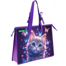 Папка для рисунков и чертежей с регулируемыми ручками BRAUBERG KIDS А3, 1 отделение, карман внутри, "Curious cat", 273414