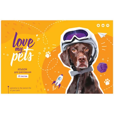 Альбом для рисования 20л А4 на скрепке ArtSpace Питомцы Веселые игры 311555
