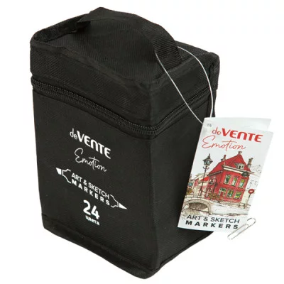 Маркеры в наборе для скетчинга двусторонние кисть/скош 24цв "Emotion" пенал ткан DEVENTE 5044111 298258