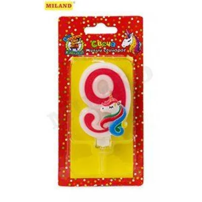 Свеча для торта Милый единорог розовая Цифра 9 С-5943 466-5-307-35943-3