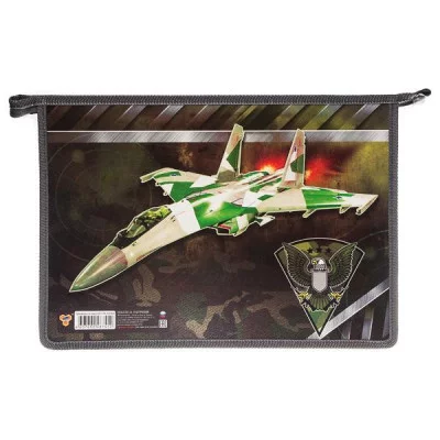 Папка для тетрадей А4 молния сверху ламин "Штурмовик" ПЧЕЛКА ПМ-А4-29 078216