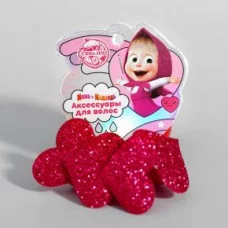 Набор резинок, Маша и Медведь "Сердца" розовые с блестками, 4 шт, 6х5 см 4675395