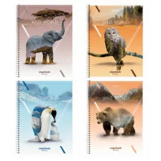 Тетрадь А4, 80 л., BRAUBERG, гребень, клетка, глянцевый лак, WILD, 404052