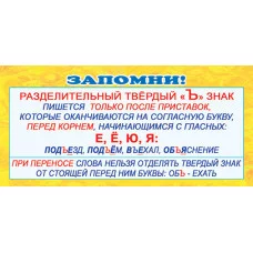 ШМ-3351 Карточка. Запомни! Разделительный Ъ знак (формат 61х131 мм) / Карточки для обучения Сфера (о) демонстрационные