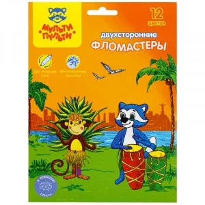 Фломастеры двусторонние Мульти-Пульти "Енот в Бразилии", 12цв., 12шт., смываемые, картон, европодвес 240113