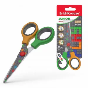 Ножницы ErichKrause Junior Decor, Color Bricks с принтом на лезвиях, 13см  58346