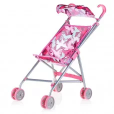 Коляска для кукол, металлическая, складная, прогулочная с козырьком, цвет бабочки 9302S