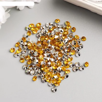 Декор для творчества пластик "Стразы алмаз. Жёлтые" набор 200 шт d=0,4 см 5100843