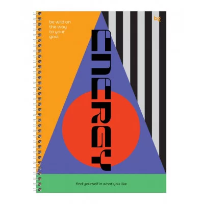 Тетрадь 160л., А4 клетка на гребне BG "Energy", глянцевая ламинация, твердая обложка 341862