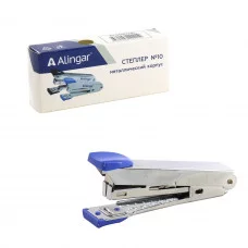 Степлер №10 Alingar, на 10 л., корпус металлический хром, с синей вставкой AL5999/BL