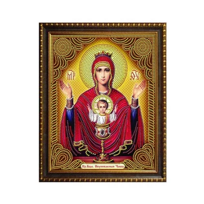 Алмазная мозаика Alingar, на подрамнике, с частичным заполнением, (блест.), 27х33 см, 6 цветов, "Икона Пресвятой Богородицы Неупиваемая Чаша" AL8715