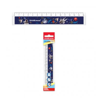 Линейка с выемкой пластиковая ErichKrause® Cosmonaut, 15см, во флоупаке 55429
